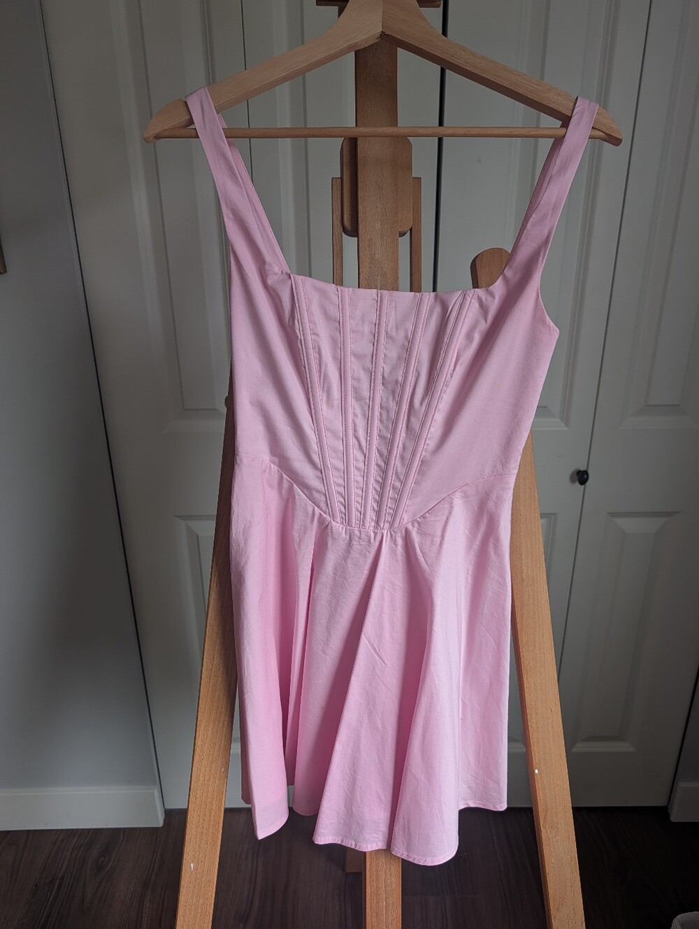 DYNAMITE Corset Dress | Pink Fit and Flare Mini Dress with Square Neck 🩷